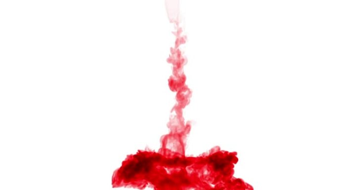 液体中的一滴墨水。红色在水中卷曲，以慢动作移动。用于漆黑的背景或带有烟雾或墨水效果的背景，阿尔法通道