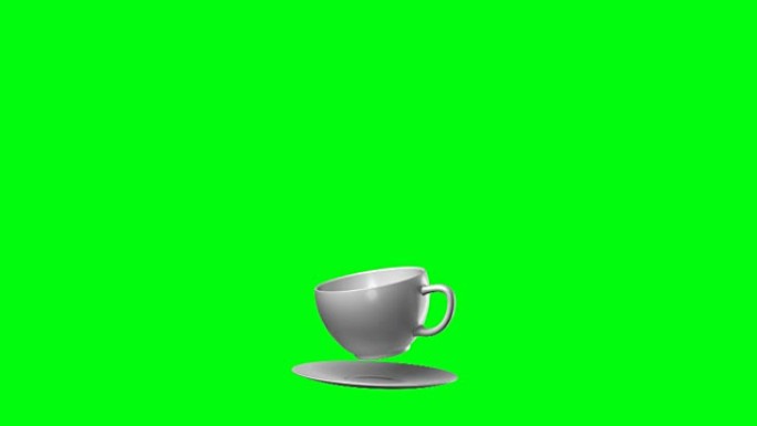3d动画坠落杯碟 (绿屏、阿尔法)