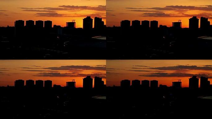 城市日落，黄昏