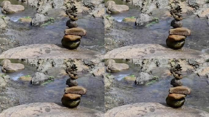 河岸上的平衡石。