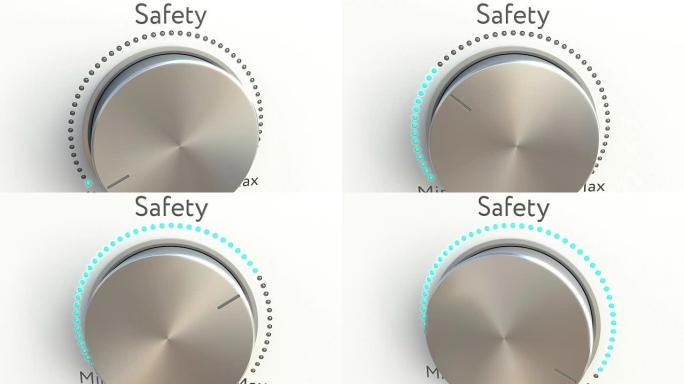 带有安全铭文的旋转旋钮。概念全高清剪辑