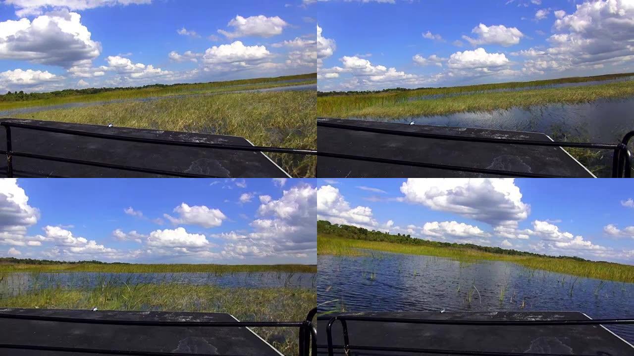 飞艇穿越佛罗里达州中部的湿地