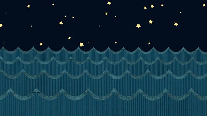 星光灿烂的夜空背景上的纸板海浪