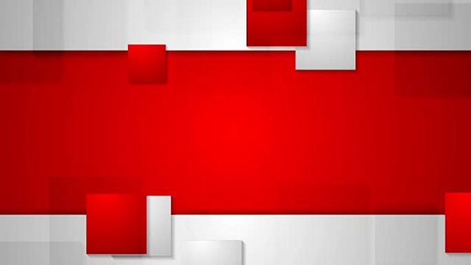 红色灰色明亮抽象方块科技视频动画。无缝循环设计