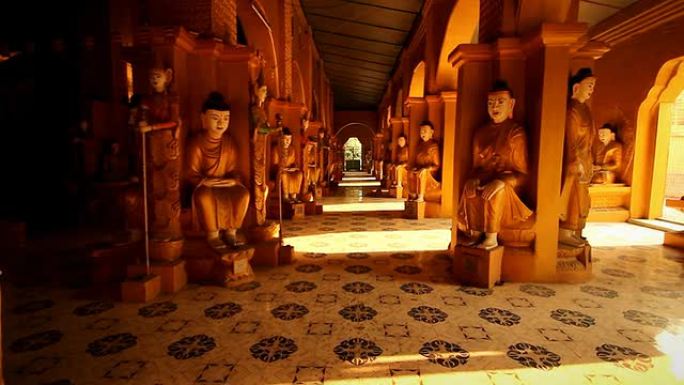 缅甸曼德勒寺庙内部的跟踪照片。