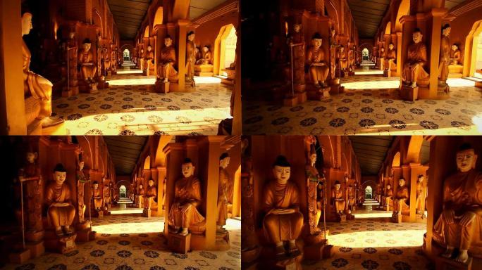 缅甸曼德勒寺庙内部的跟踪照片。