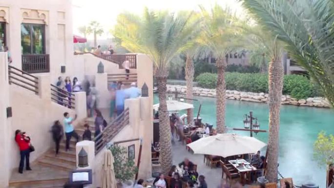 阿联酋迪拜拥挤的turist海湾4k时间流逝