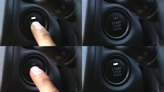驾驶员手指按下发动机启动按钮