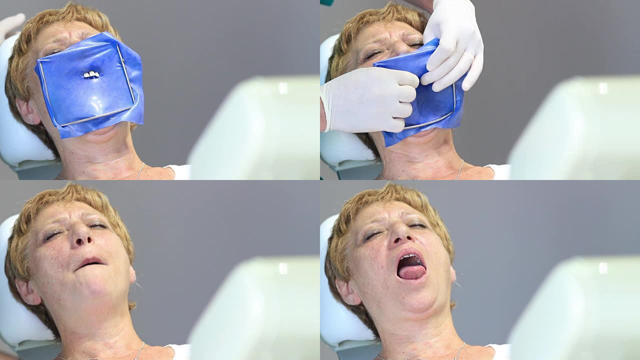 牙医设备-医生检查女性牙齿