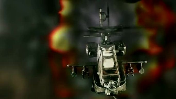 军用武装直升机在爆炸前飞行