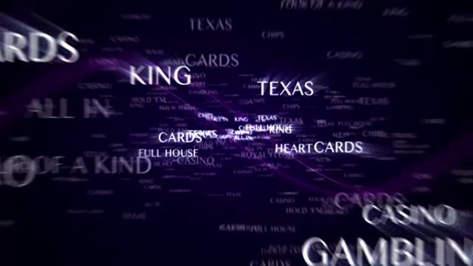 德克萨斯HOLD 'EM扑克文本动画和关键字，与最后的绿色屏幕，背景，渲染，循环