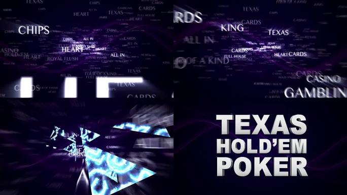 德克萨斯HOLD 'EM扑克文本动画和关键字，与最后的绿色屏幕，背景，渲染，循环