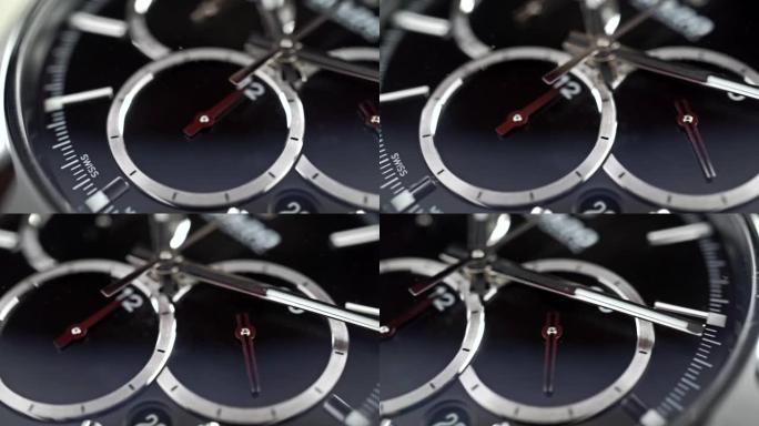瑞士制造的计时码表的特写镜头
