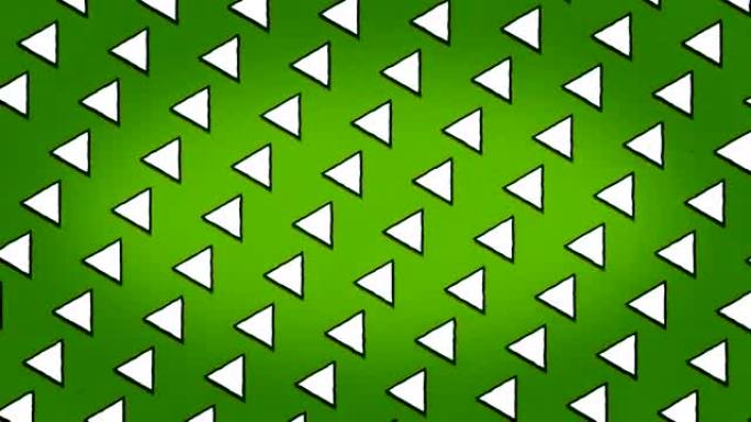 白色三角形绿色背景动画无缝循环纹理