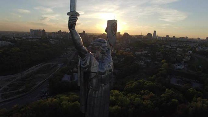 基辅市-乌克兰首都。祖国母亲。鸟瞰图。