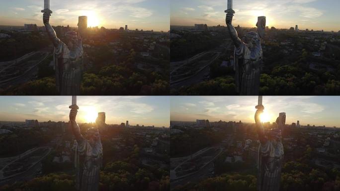 基辅市-乌克兰首都。祖国母亲。鸟瞰图。