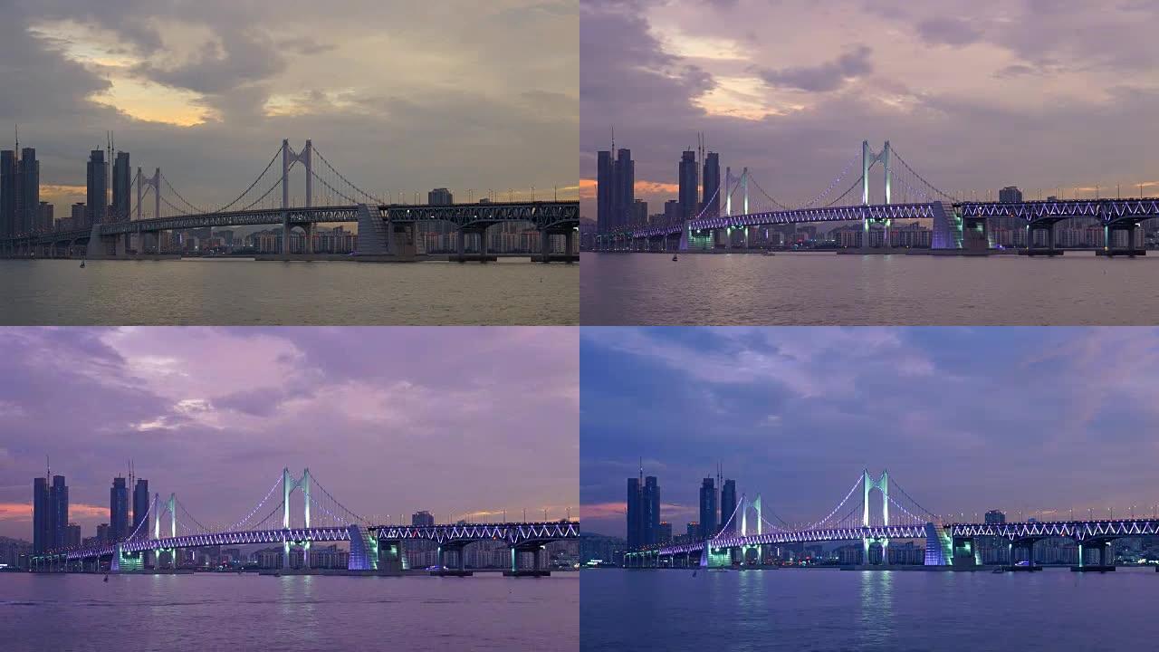 与釜山市的延时广安大桥