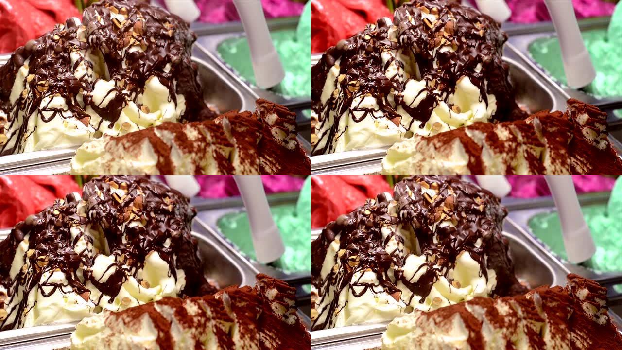 意大利冰淇淋和巧克力坚果
