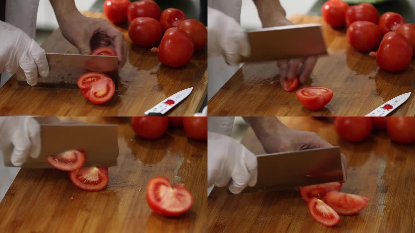 厨房做饭 切西红柿