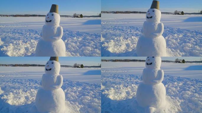 用大桶清洁白色雪人