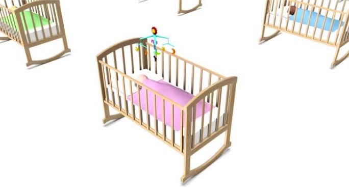 从婴儿床中的单身婴儿中Boom下来，露出无尽的婴儿床