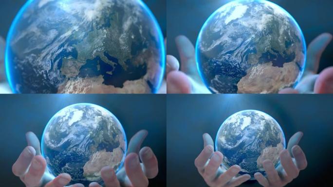 手握地球仪