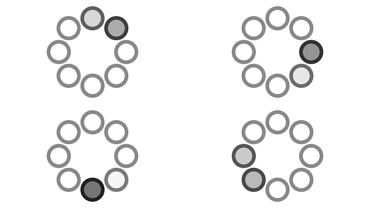 加载屏幕圆形，黑色和深灰色的白色背景- 30fps循环-视频纹理，无缝动画元素