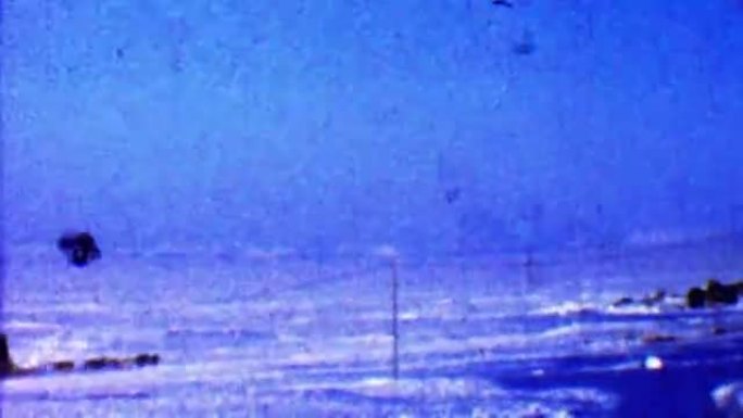 1957: 冬季雪橇犬骑着经过破碎的飞机进入荒野。
