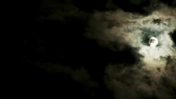 满月与运行的夜云延时