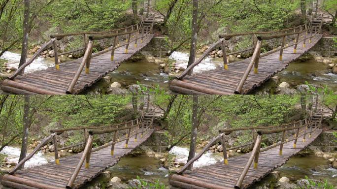 穿过山区小河的桥梁。