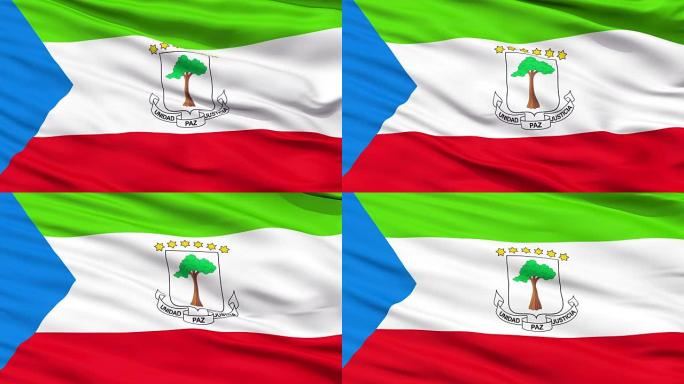 近距离挥舞着赤道几内亚的国旗