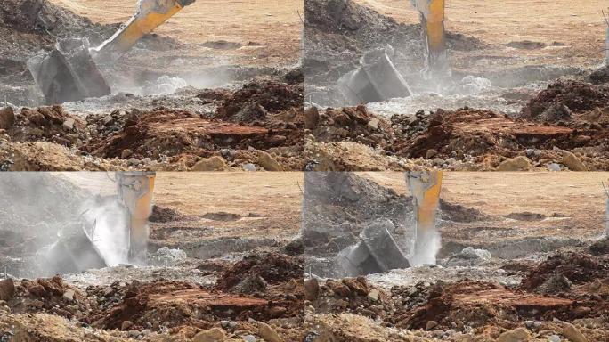 锤式挖掘机在拆除建筑物时使用杂物
