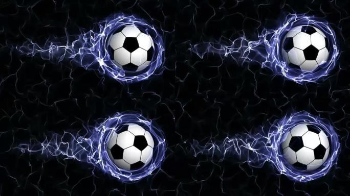 蓝色抽象粒子环足球，环