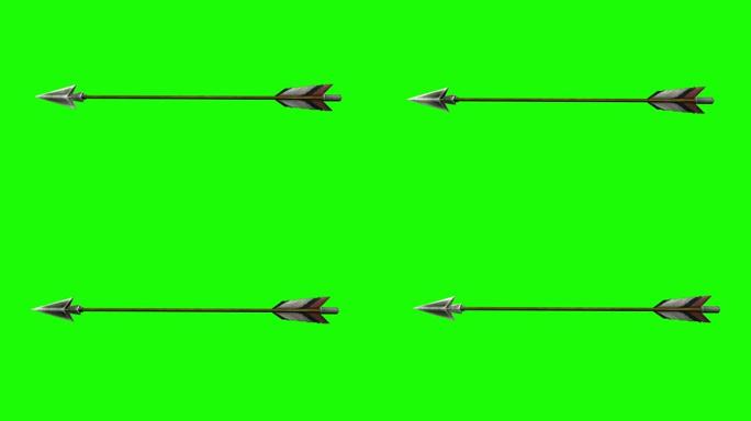 相机跟随绿色屏幕背景上的飞行射击箭头