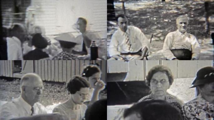 1937: 户外家庭团聚野餐聚会当地英雄。