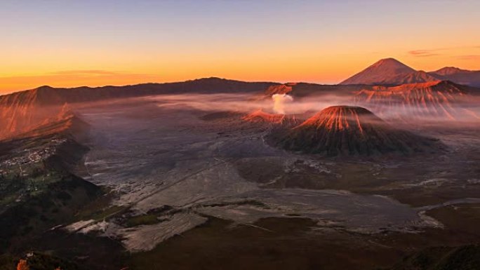 印度尼西亚布罗莫火山日出地标自然旅游地4k延时 (潘拍)