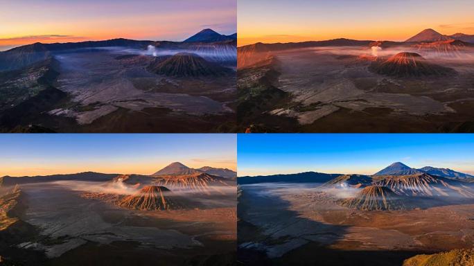 印度尼西亚布罗莫火山日出地标自然旅游地4k延时 (潘拍)