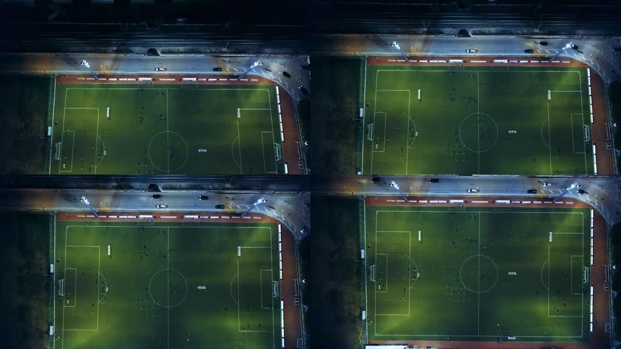 夜间足球场-鸟瞰图