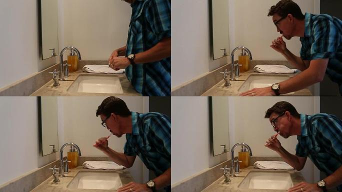 酒店男子刷牙节水