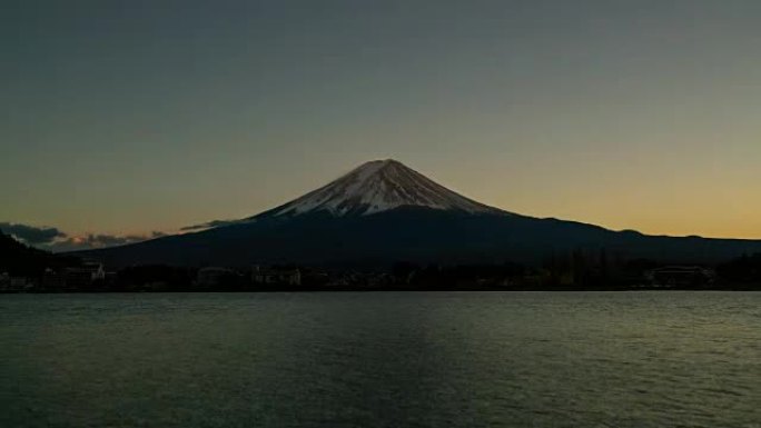 河口湖富士山的明至暗日落延时