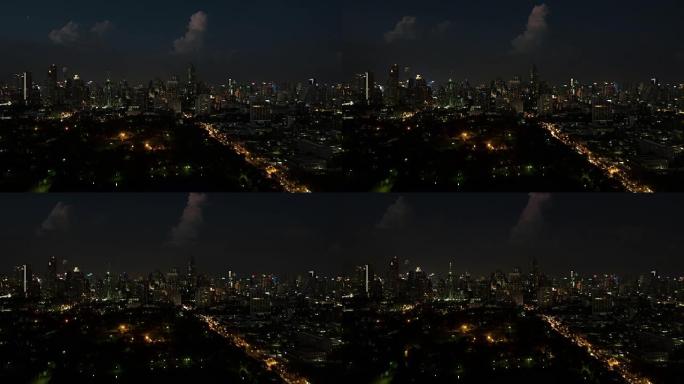 泰国曼谷夜大城市全景鸟瞰