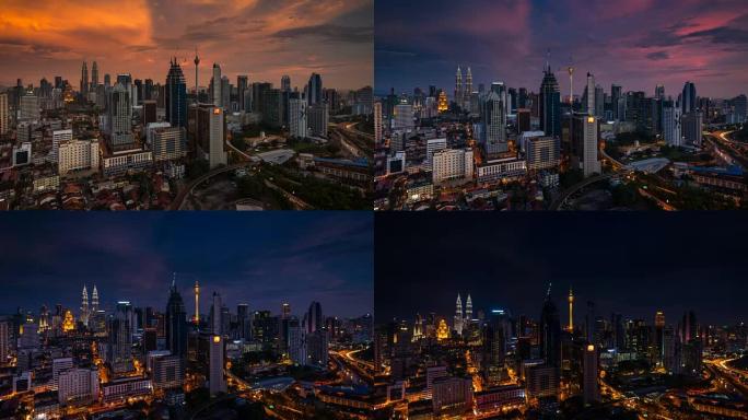 时间流逝-日落时的吉隆坡。