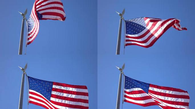美国国旗迎风飘扬的4K视频