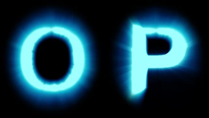 轻字母O和P-冷蓝光-闪烁闪烁动画循环-隔离