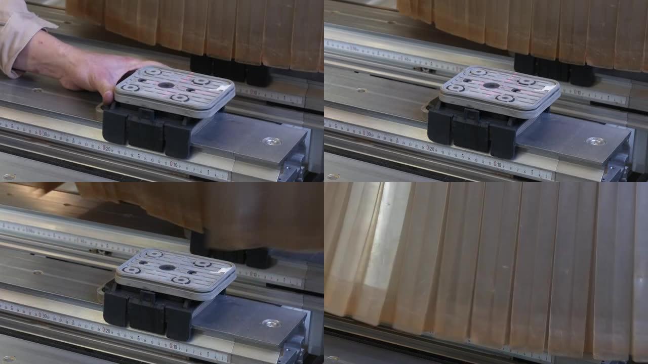 用于工业家具生产的机器木材数控激光打标。