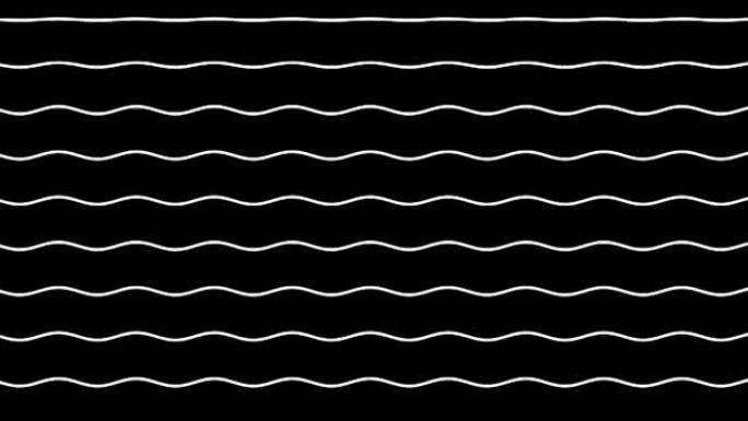 白色波浪线在黑色背景上向上移动