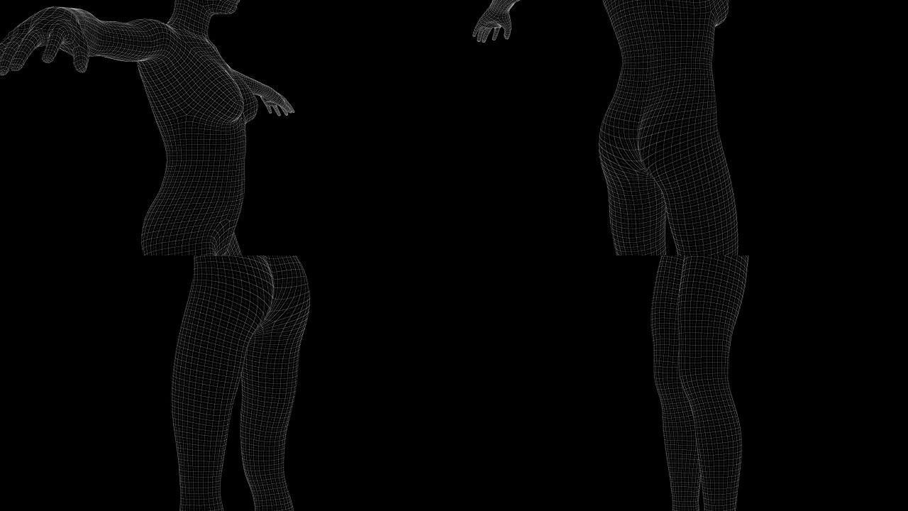 女性x射线全息图的3d动画