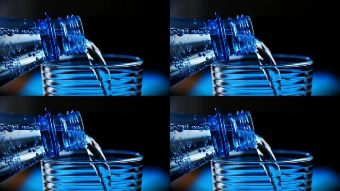 4k Cinemagraph pouring bottled water into glass