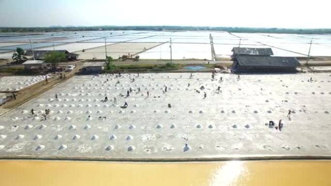 泰国沿海省份盐业的鸟瞰图