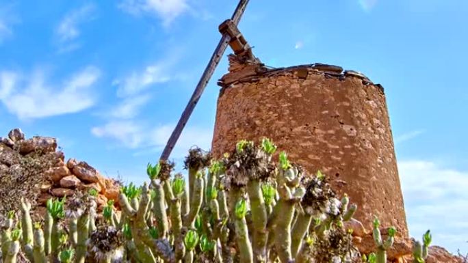 富埃特文图拉的旧风车延时视频-安提瓜